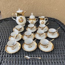 Vintage Richard Ginori  Gold Courting Couple Tea set  Service For 10(23 Pieces ) picture