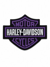 Embroidered Iron On Sew Patch Harley-Davidson Black & Purple 2.5x3 Inches picture