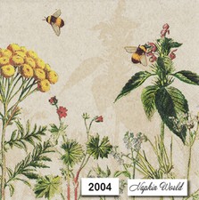 (2004) TWO Paper LUNCHEON Decoupage Art Craft Napkins - WILD FLOWERS BEES picture