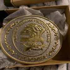 North American Hunting Club LIFE MEMBER Vintage Two Tone Oval Belt Buckle picture