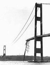 1940 Tacoma Narrows Bridge After Collapse, Washington Vintage Old Photo Reprint picture