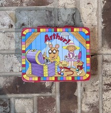 Vintage 1997 PBS Kids TV Arthur Metal Lunchbox  7.5”x6” picture