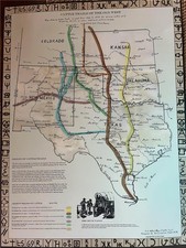 Cattle Trails of the Old West Map, Chuck Wagon, Cattle Brands, Texas New Mexico picture