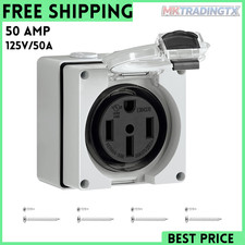 50 Amp RV Power Outlet Box 125V/250V NEMA 14 50R RV Outlet Weatherproof Ele..... picture