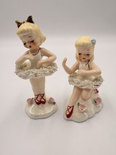 Vintage 1950s Napco Japan Ballerina Figurines Pair Spaghetti Tutu MCM Kitsch picture
