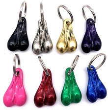 BRASS BALLS KEY CHAIN BIKER TRUCKER BULL BALLS  KEYCHAIN RING FUNNY USA MADE picture