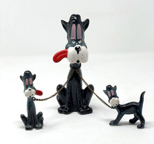 Vtg Kreiss Cat Family Figurines Sticking Out Tongue 3 Pc Green Red Pink  HTF picture