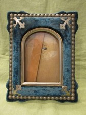 Antique 1882 Victorian Blue Velvet Engraved Silver Photo Picture Frame RARE picture