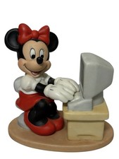 Vintage Walt Disney World Minnie Mouse On Computer Ceramic Figurine Sri Lanka picture
