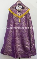 Metallic VIOLET COPE & Stole Set with PELICAN embroidery picture