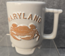 Vintage Francoma USA Maryland Crab Mug Raised Design White picture