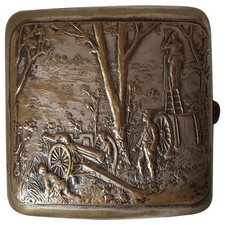 Antique World War I Cigarette Case with Soldiers picture