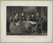 Photo:Lincoln Family at Home 1860s Currier Ives Print Harper and Family picture