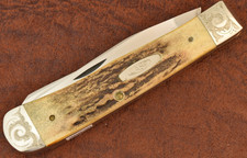 RARE MINT SET CASE XX USA 9 DOT 1981 STAG FULL SIZE TRAPPER KNIFE 5254 SS (36836 picture