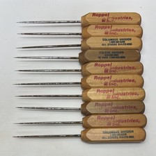 Lot Of 10 Vintage Wood Handle Ice Picks Advertising Roppel Industries Louisville picture