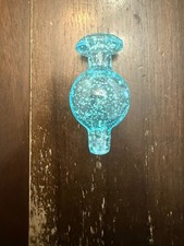 Glass Airflow Bubble Bowl Cap - Wide 25mm Glow in Dark Blue picture