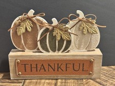 Rainbow Pine Products Wooden Thankful Pumpkin Trio Decor/Display picture