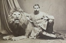 Antique Photograph CDV French 1865 Lion Tamer J Crockett Alfred Cailliez Paris  picture