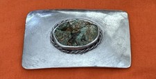 VTG Huge Native Unbranded Sterling Silver Handmade Chunk Turquoise Belt Buckle picture