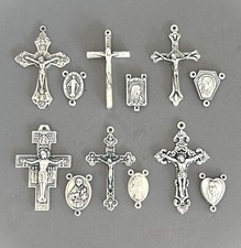 12 Crucifixes & Rosary Centers Make ITALY Rosaries Part Centerpieces S112 SET B* picture