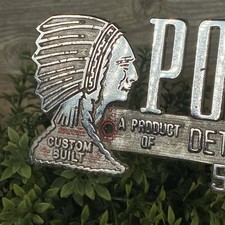 Vintage Pontiac Chief Head Detroiter Mobile Home St. Louis Mich. Metal Emblem picture