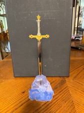 Vintage Excalibur Sword in Stone Acrylic Paperweight Letter Opener picture