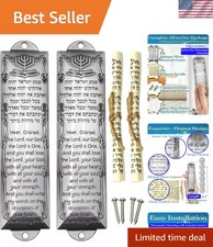 Elegant 2-Pack Mezuzah Set with Antique Silver Blessings - Housewarming Gift picture