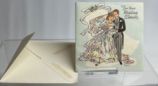 Small VTG BRIDAL WEDDING SHOWER Card unused w/ envelope 3.5 by 3.5 inches picture