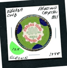 Vintage $100 Nevada Club Reno & Crystal Bay, Nevada Casino Chip picture