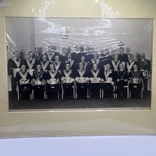 Large Format 11x 7  Early Masonic Lodge Group Photo Masons Freemason picture