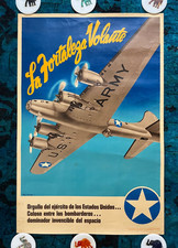 WWII WW2 Original War Poster La Fortaleza Volante B-17 Flying Fortress US Army picture