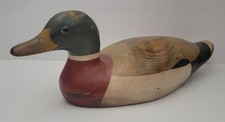 Vintage Folk Art Duck Decoy Carved Wood Riverbend Carvers Signed Larry Deedon  picture