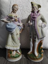 Mid Century Colonial French Or Victorian Couple Porcelain Figurines picture