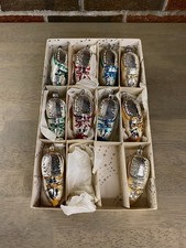 Vtg Blown Glass Dutch SHOES  Christmas Ornament Blue Green Red Yellow Germany picture