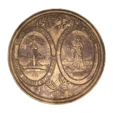 Vintage 1976 South Carolina Seal Wall Plaque Stamped Bronze-Colored Molded Resin picture