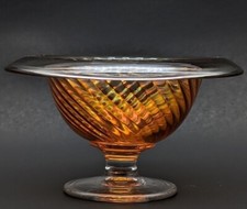 Vintage Carnival Glass Bowl Twisted Optic Rolled Rim Marigold Imperial Glass Co picture