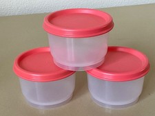 3 Tupperware 4914B Snack Cups Melon Lids 4 Oz. Sheer Storage New Open Package picture