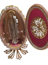 Vintage Handcrafted Our Lady of Fatima Virgin Mary Figurine Goose Egg picture
