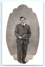 Antique Real Photo RPPC Postcard Young Man AZO Cameo Portrait Dressed Tie A2 picture