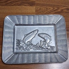 VTG Wilton Armetale RWP Trout Fish Serving Tray 11.5” Fishing Cabin Lodge Decor picture