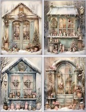 8 Christmas shabby chic storefronts Christmas Cards glossy blank with envelopes picture