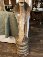 42” Tall King Cobra Asian Hand Carved Saur Wood Vintage 1980’s-Weight 30 lbs picture