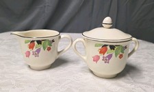VHTF 1930s Hall's Superior Quality Crocus Pattern Creamer and Sugar with Lid picture