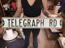 Vtg Detroit Telegraph Rd Retired Original 1960s 1970s Motor City Embossed Sign picture