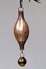VTG Glass Bimini Orange BEAD w Ball Mini Feather Tree Christmas Ornament Japan picture