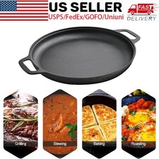 Cast Iron Pizza Pan Pancake Frying Skillet Kitchen Cookware Baking Grill Plate picture