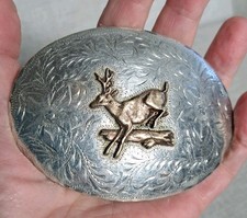 Belt Buckle Deer Stag Buck J-B Western Creations Nickel Silver Hand Engraved  4