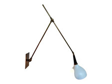 Mid-Century Modern Brass Wall Sconce: Adjustable Bedside Reading Lamp picture