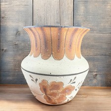 HandMade Studio Art Pottery Bud Vase Hand Painted Artist Signed Barbie Primitive picture