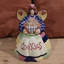 Vintage Cookie Jar 'Pennies From Heaven Patchwork with Apron' Debra Jordan Bryan picture